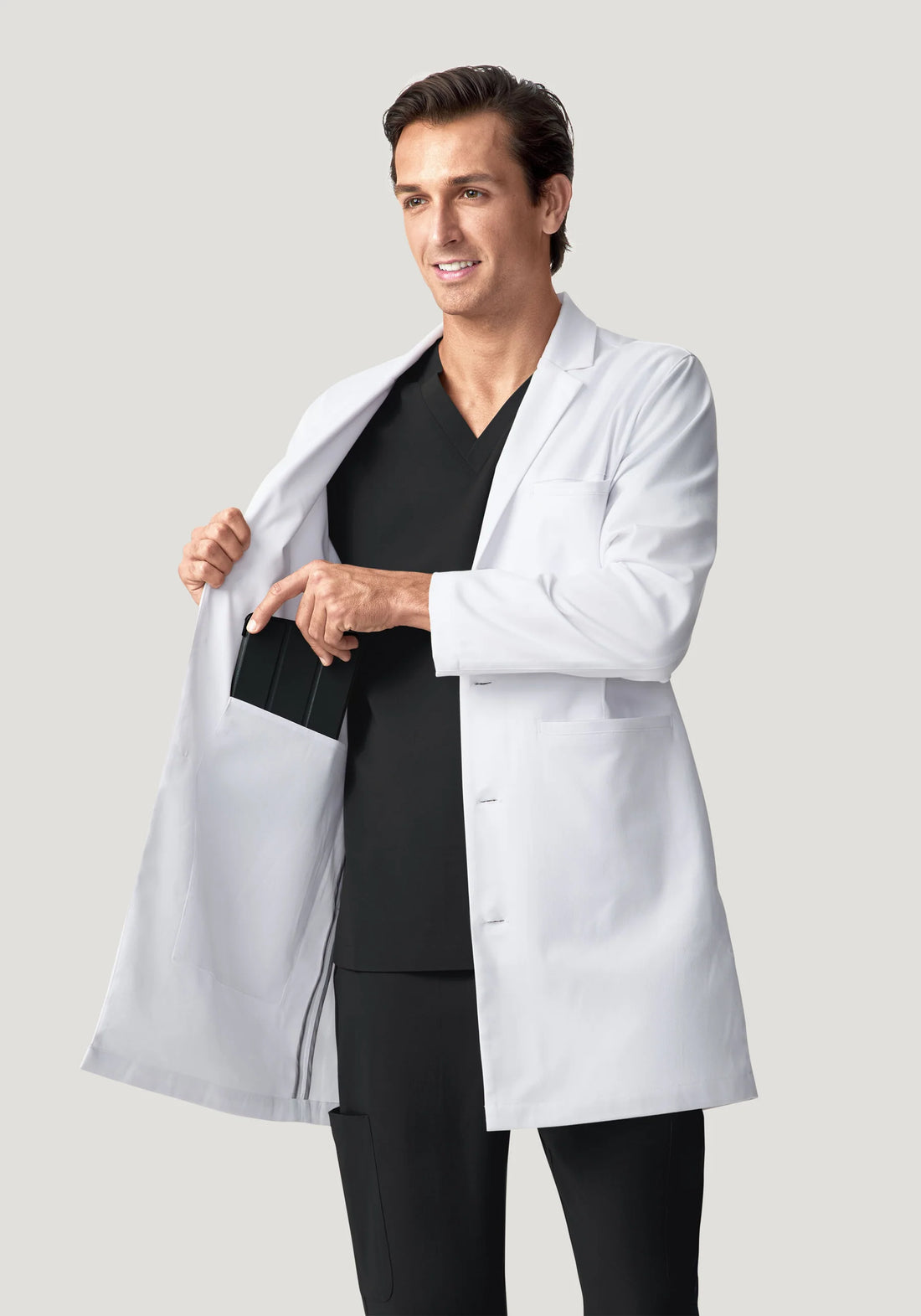 Men's Long Lab Coat - White